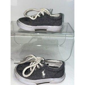 Polo Ralph Lauren Logo Toddler Boys Size 4 Lace Up Canvas Lace Up Shoes Grey